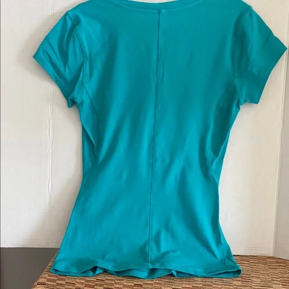 90 Degree By Reflex Blue Fitted Ruched T-Shirt - Picture 4 of 4